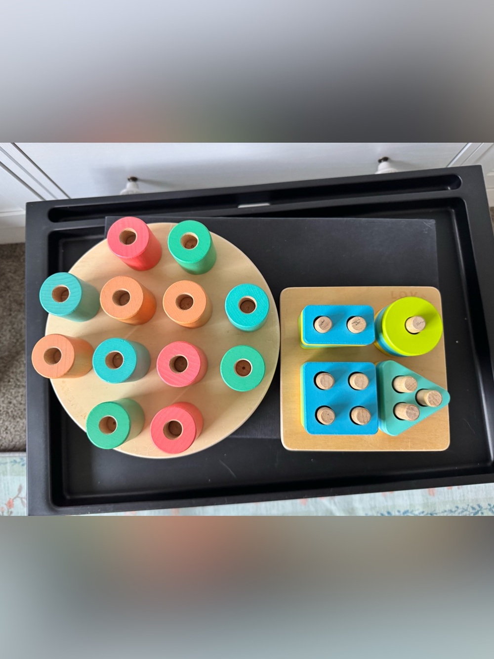 2 Lovery Wooden Color Match & Stack Learning Toy - Multicolor